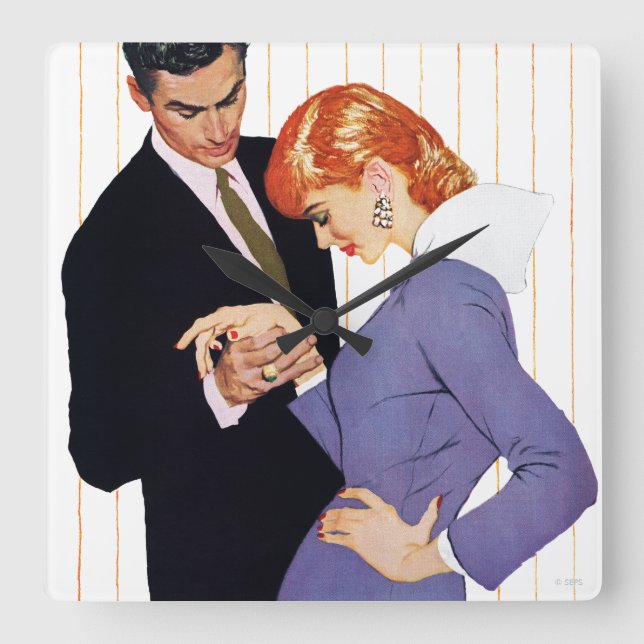 Relógio Quadrado Eu te amo, Mama Menina (Frente)