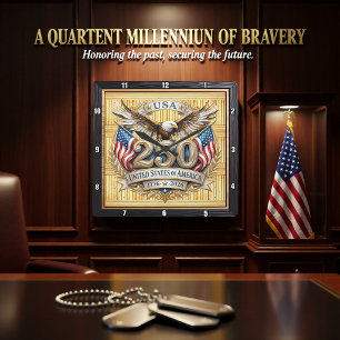 Relógio Quadrado EUA 250º Aniversário Águia Majestosa