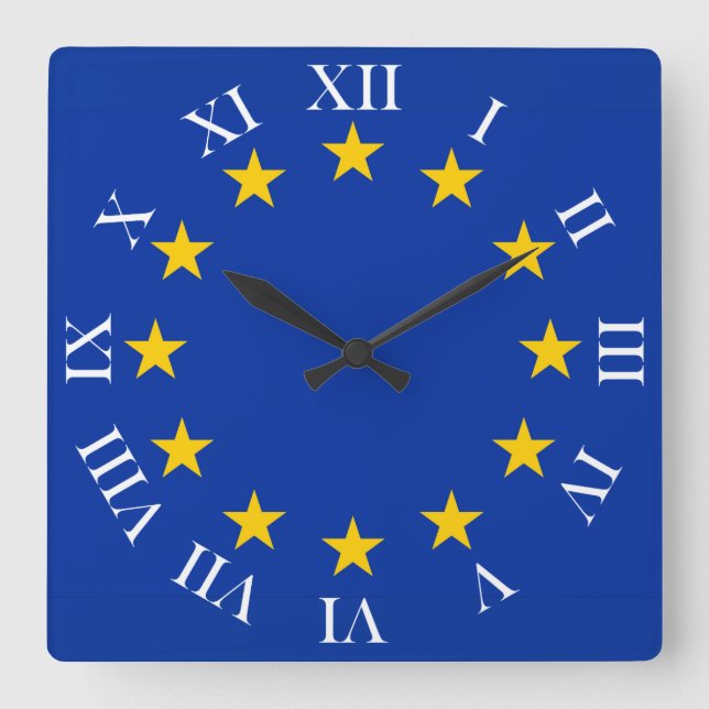 Relógio Quadrado Europa estandarte (Frente)