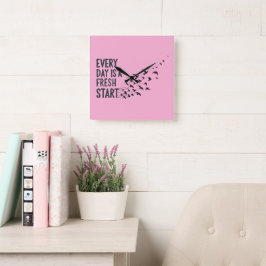 Relógio Quadrado Every Day Is A Fresh Start Wall Clock