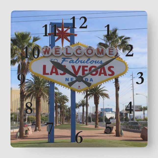 Relógio Quadrado Excelente Las Vegas Wall Clock! (Frente)