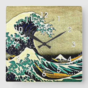 Relógio Quadrado Excelente Wave de Kanagawa