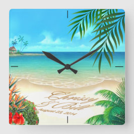 Relógio Quadrado Exotic Beach ME PARA DESENHAR SEUS NOMES NA A