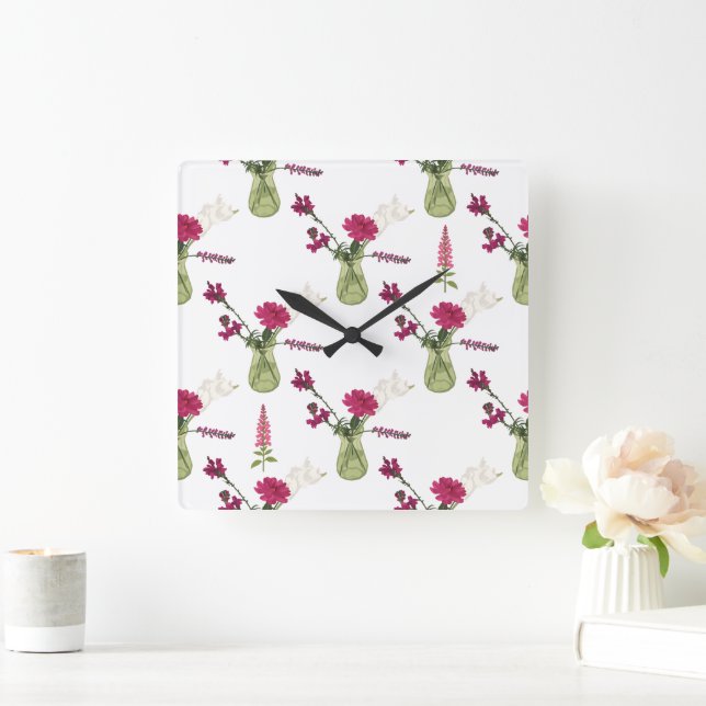 Relógio Quadrado Exotisches Blumenarrangement im Glas (Lar)