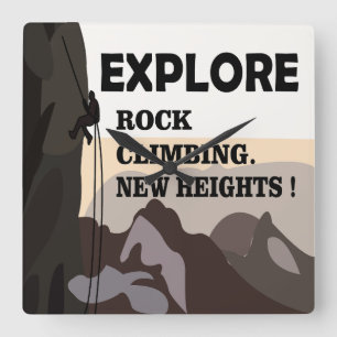 Relógio Quadrado Explore New Heights Rock Climbing 