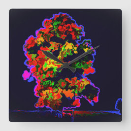 Relógio Quadrado Explosão de árvore neon