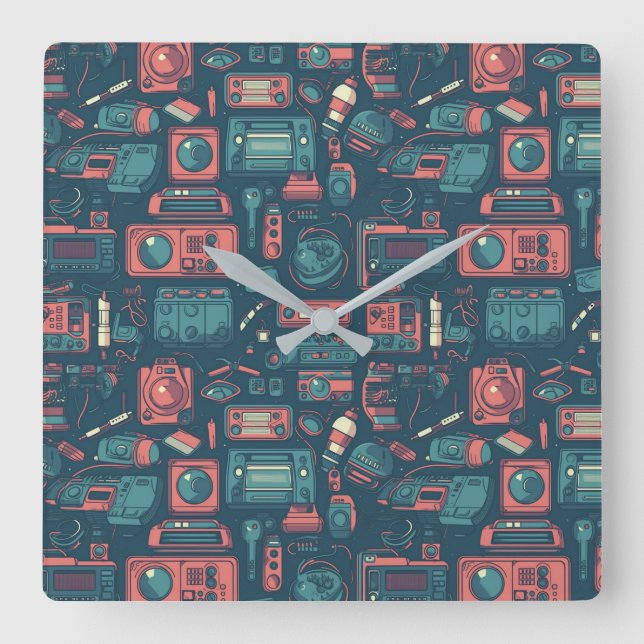 Relógio Quadrado Explosão do passado: tecnologia da anos 80 (Frente)