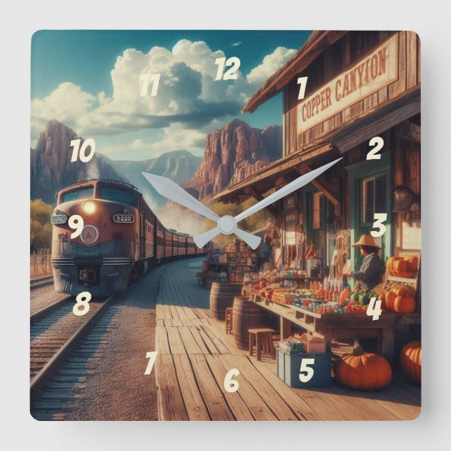 Relógio Quadrado Expresso de cobre (Frente)