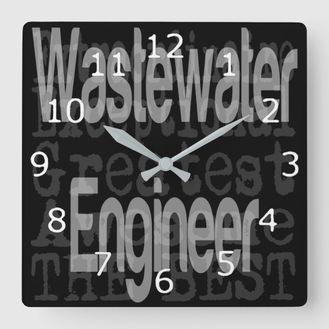 Relógio Quadrado Extraordinário de Engenheiros de águas residuais (Frente)