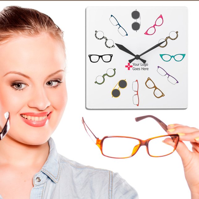 Relógio Quadrado Eyeglasses Custom Logo Clock (Criador carregado)