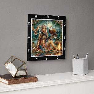 Relógio Quadrado Ezes Nativas: Pico da Montanha Glide de Eagle