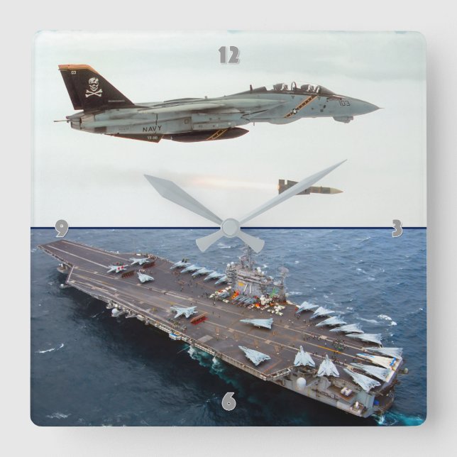 RELÓGIO QUADRADO F-14 TOMCAT (Frente)