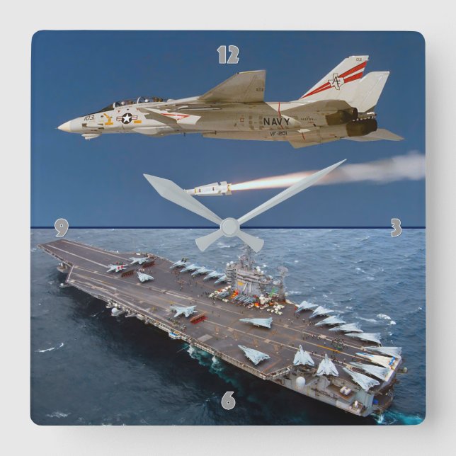 RELÓGIO QUADRADO F-14 TOMCAT (Frente)