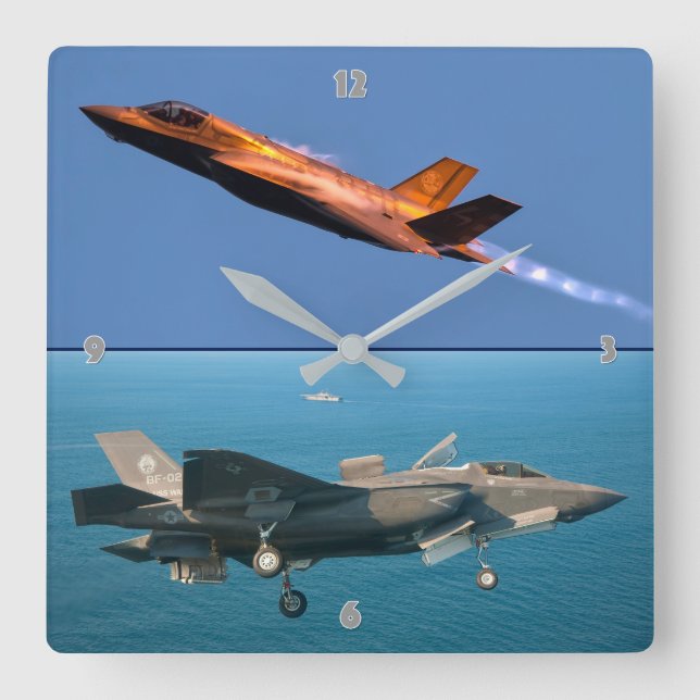 RELÓGIO QUADRADO F-35B LIGHTNING II (Frente)