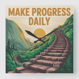 Relógio Quadrado Faça Progresso Diariamente