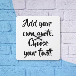 Relógio Quadrado Faça sua própria citação personalizada