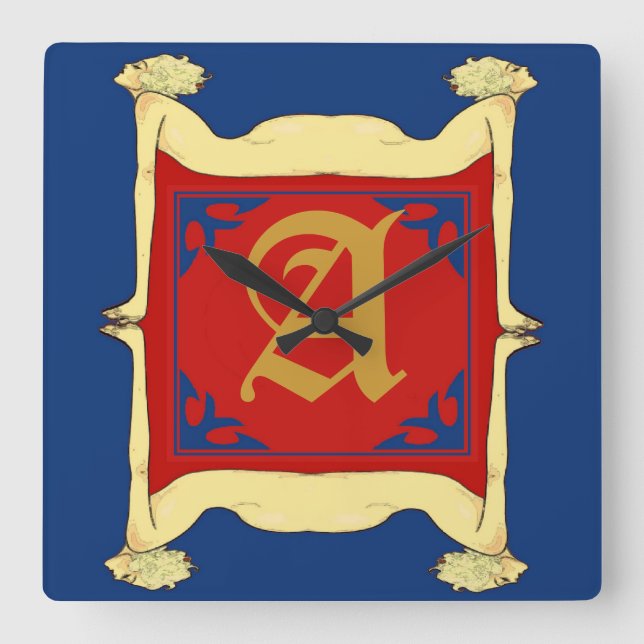 Relógio Quadrado Face inicial do relógio, letra de edição (Frente)