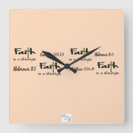 Relógio Quadrado "Faith is a Lifestyle" Wall Clock