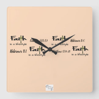 Relógio Quadrado "Faith is a Lifestyle" Wall Clock