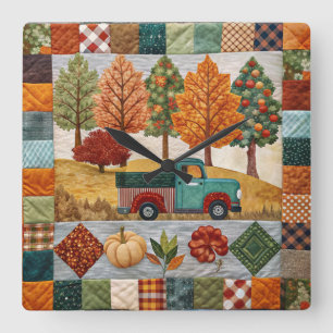 Relógio Quadrado Fall Farmhouse Style Pickup Truck Wall Clock