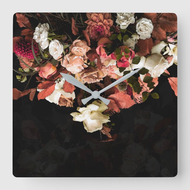 Relógio Quadrado Fall Floral Fantasy (Frente)