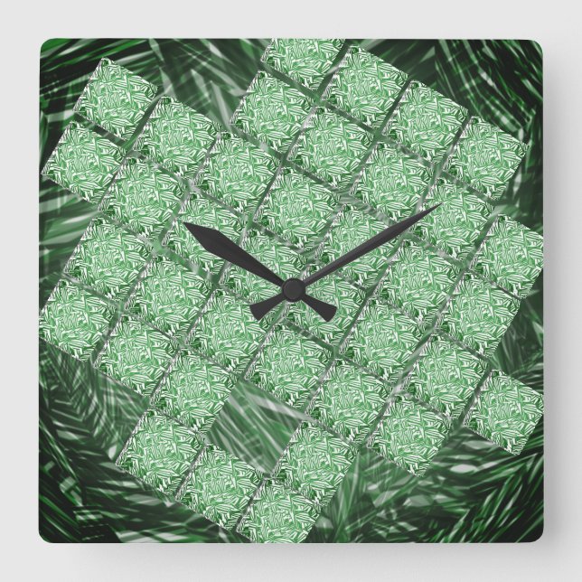 Relógio Quadrado Falsas peças cerâmicas, simuladas em gramas e pare (Frente)