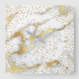 Relógio Quadrado Falso Dourado de mármore dos cristais cinzentos