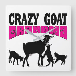 Relógio Quadrado FAMÍLIA DE CAÇA | Engraçado Crazy Goat Avó