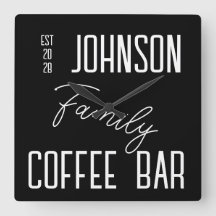 Família Nome Kitchen Black White Wall Clock