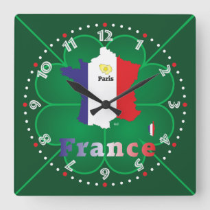 Relógio Quadrado Fankreich - France Uhr