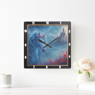 Relógio Quadrado Fantasia Magical do Castelo de Unicórn
