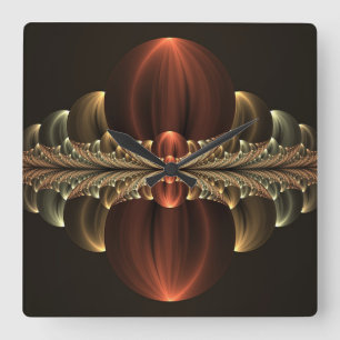Relógio Quadrado Fantasy Construction Shiny Abstrato Fractal Art