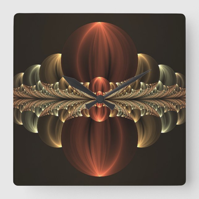 Relógio Quadrado Fantasy Construction Shiny Abstrato Fractal Art (Frente)