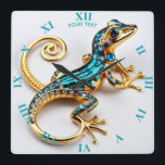 Relógio Quadrado Fantasy Cute Vivid Art Deco Gecko<br><div class="desc">Fantasy,  Bela Viva Arte Deco Gecko. Perfeito Como Presente De Aniversário Ou Para Qualquer Tipo De Partido</div>