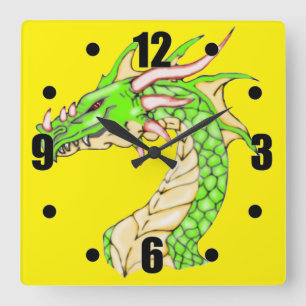 Relógio Quadrado Fantasy Dragon Wall Clock