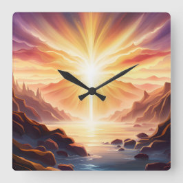 Relógio Quadrado Fantasy Mountain Valley