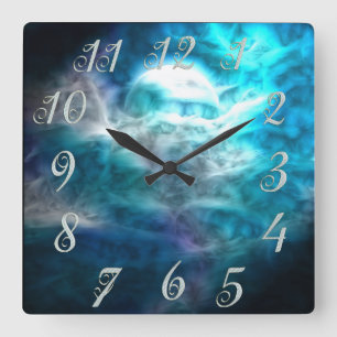 Relógio Quadrado Fantasy Sky Moon Wall Clock