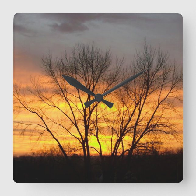 Relógio Quadrado Fantasy Sunset 6 Square Wall Clock (Frente)