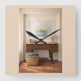 Relógio Quadrado Farmhouse “Home Is Where Love Is”  Rustic Decor