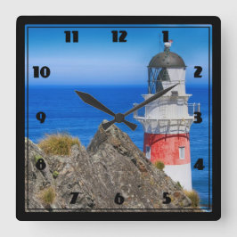 Relógio Quadrado Farol da Nova Zelândia do Cabo Palliser