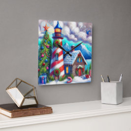 Relógio Quadrado Farol de Natal Montanha Costeira Náutica