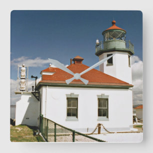 Relógio Quadrado Farol do ponto de Alki, Seattle Washington
