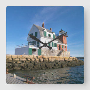 Relógio Quadrado Farol do quebra-mar de Rockland, pulso de disparo