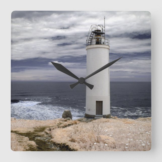 Relógio Quadrado Farol | Galiza de Laxe, espanha (Frente)