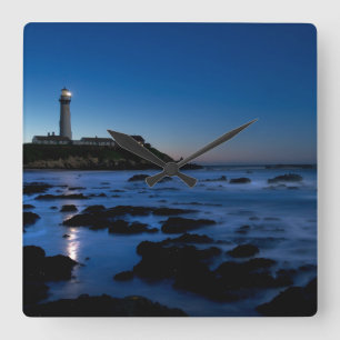 Relógio Quadrado Farol   Half Moon Bay do ponto do pombo, Ca