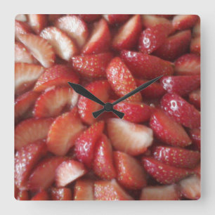 Relógio Quadrado Fatias de morango, Snack de Comida saudável, Frut