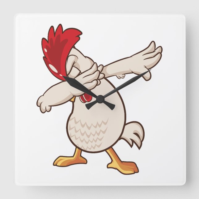Relógio Quadrado Fazendeiro Dabbing de Frango Dança Dab (Frente)