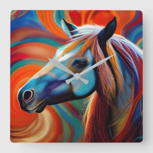 Relógio Quadrado Fechar cabeça do cavalo