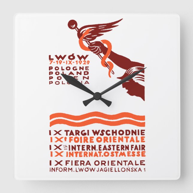 Relógio Quadrado Feira Internacional de Lwow, 1929 (Frente)
