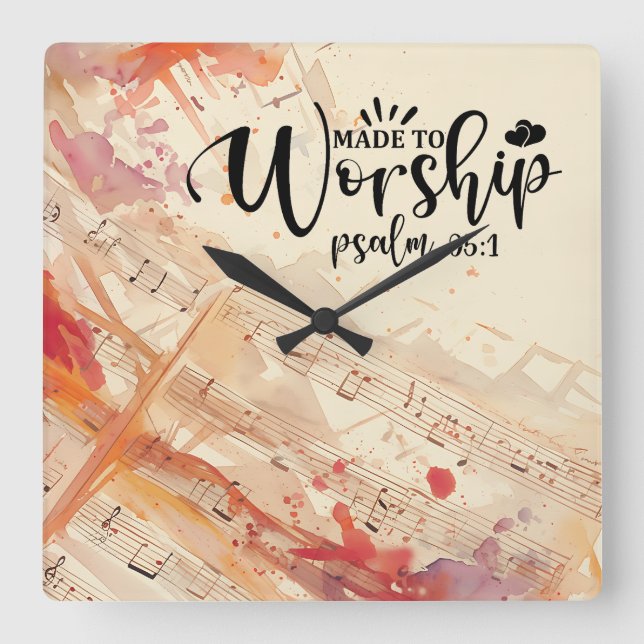 Relógio Quadrado Feita com uma citação cristã inspiracional Culto (Frente)